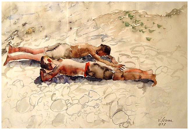 Al fiume, acquerello, 1937, collezione privata