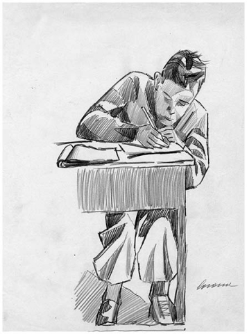 Alunno, matita su carta, 1951, collezione privata