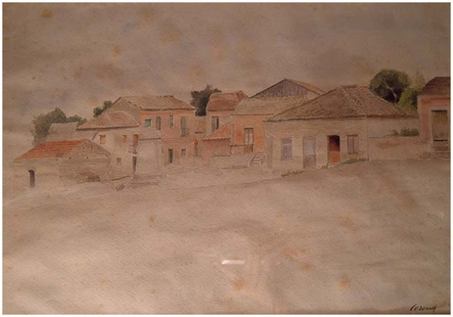 Borgo, acquerello, 1933, collezione privata