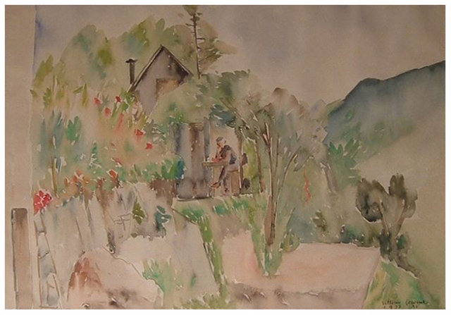 Casa alpina, acquerello, 1937, collezione privata