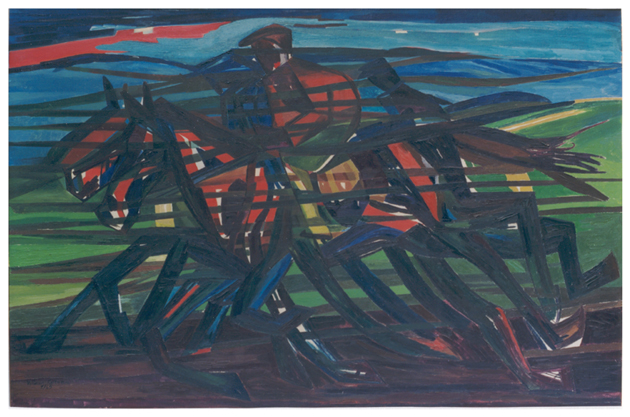 Cavalli in corsa, olio su tela, 101,5x156, versione anni 50, collezione privata