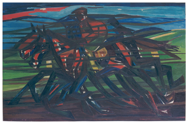 Cavalli in corsa, olio su tela, 101,5x156, versione anni 50, collezione privata