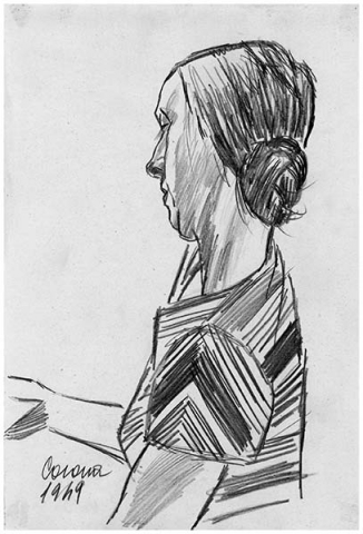 Gigia, matita su cartoncino, 1949, collezione privata