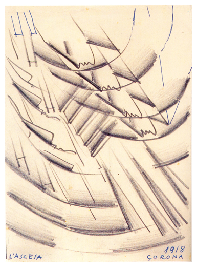 L ;ascesa, matita su cartoncino, post 1926, collezione privata