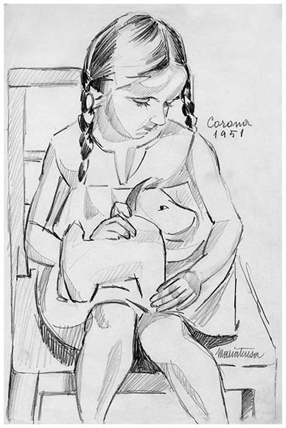 Maria Teresa, 2, matita su carta, 1951, collezione privata