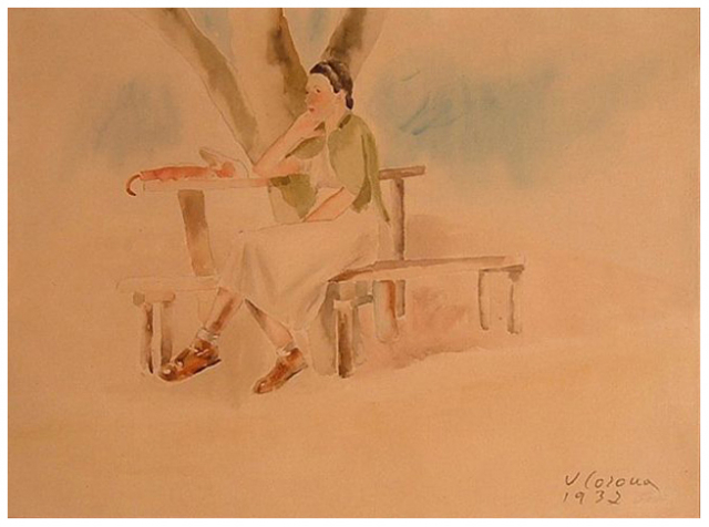Sosta, acquerello, 1937, collezione privata